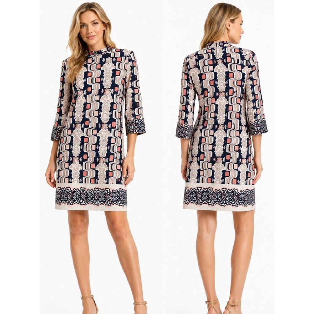 J.McLaughlin Zelda Catalina Cloth Shift Dress Women Retro Mod Print XS Stretch